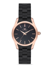 Ferro Lambrusco Analog Black Round Dial Women's Watch - F21071A-1102-R