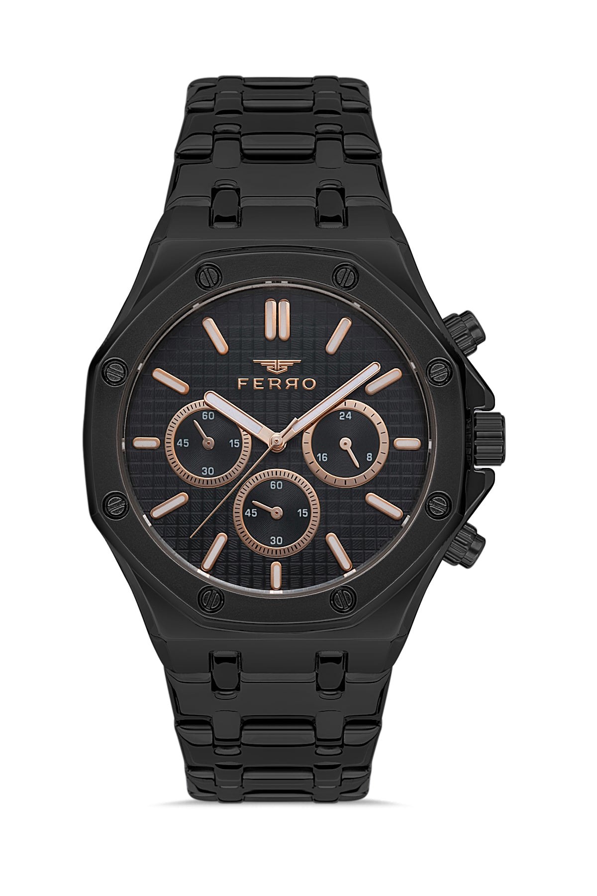 Ferro Capri Blu Chronograph Black Round Dial Men's Watch - FM11311A-G