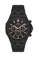 Ferro Capri Blu Chronograph Black Round Dial Men's Watch - FM11311A-G