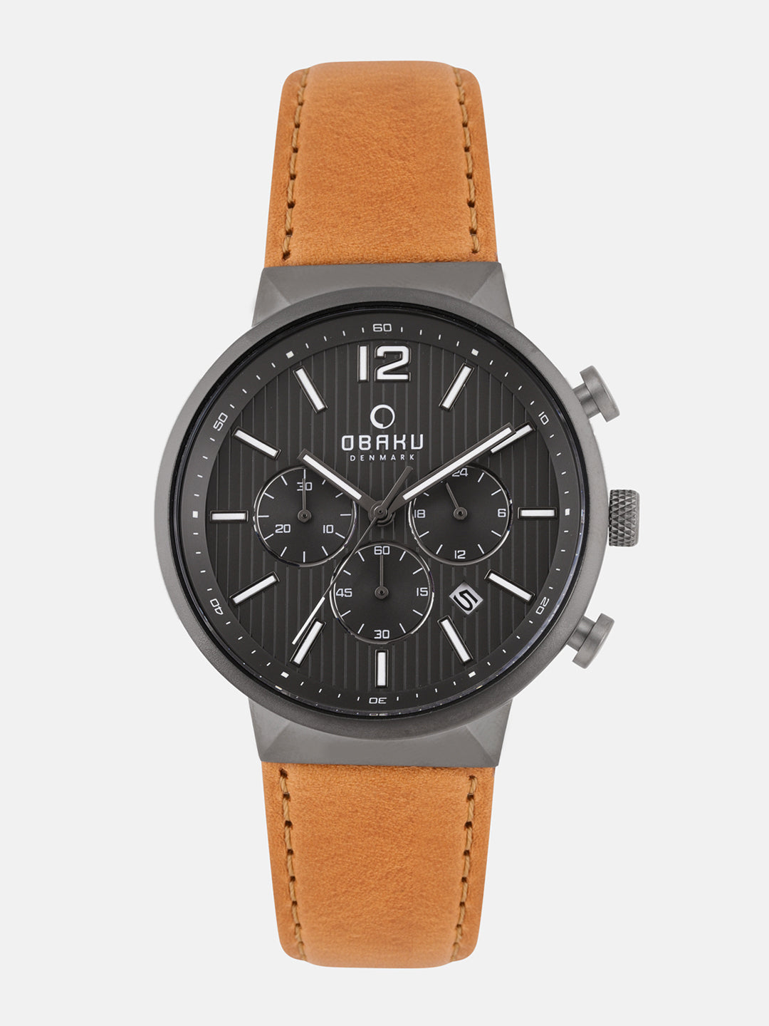 Obaku Storm Guntan Chronograph Gun Round Dial Men's Watch - V180GCUURZ