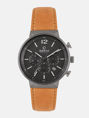 Obaku Storm Guntan Chronograph Gun Round Dial Men's Watch - V180GCUURZ