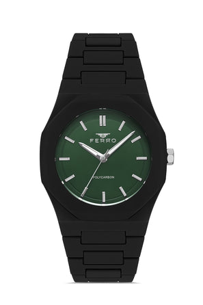 Ferro Polycarbon Analog Green Round Dial Men's Watch - F11400D-G10