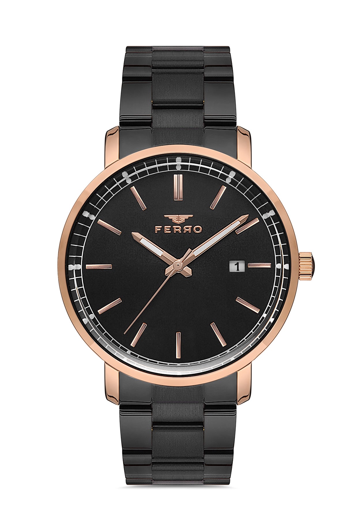 Ferro Analog Black Round Dial Men's Watch - F11148A-R