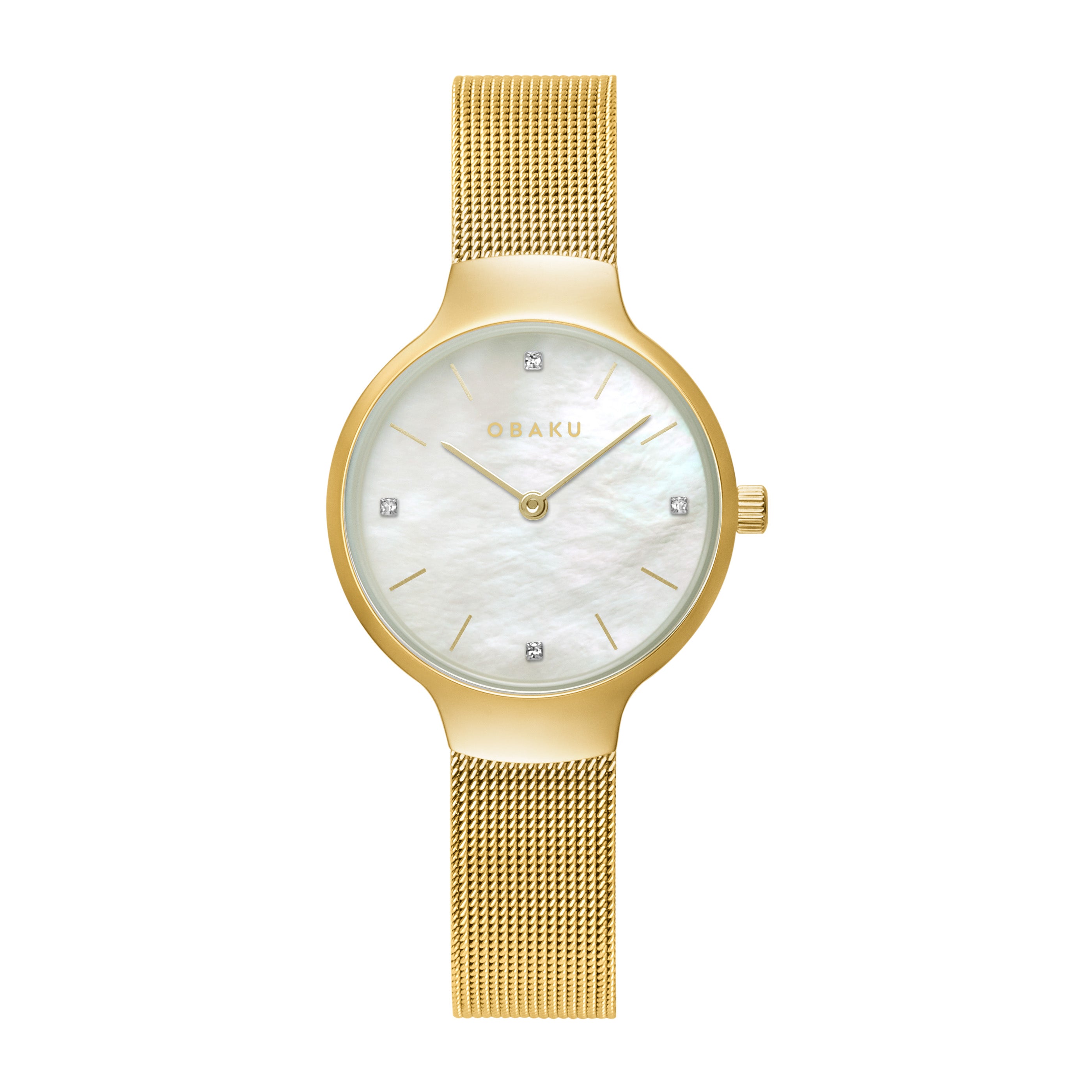 Obaku Vikke Gold Analog White MOP Round Dial Women's Watch - V241LXGWMG