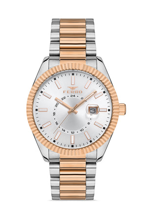 Ferro Cortese Analog Silver Round Dial Men's Watch - F11288A-E