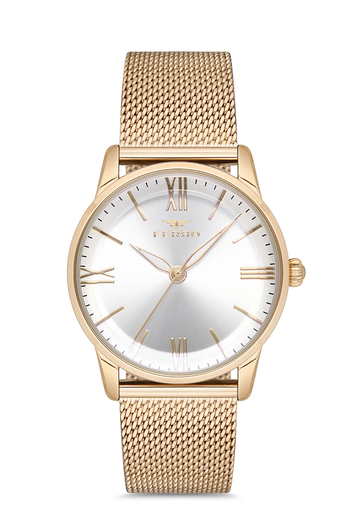Ferro Analog Silver Round Dial Women's Watch - F21182C-B