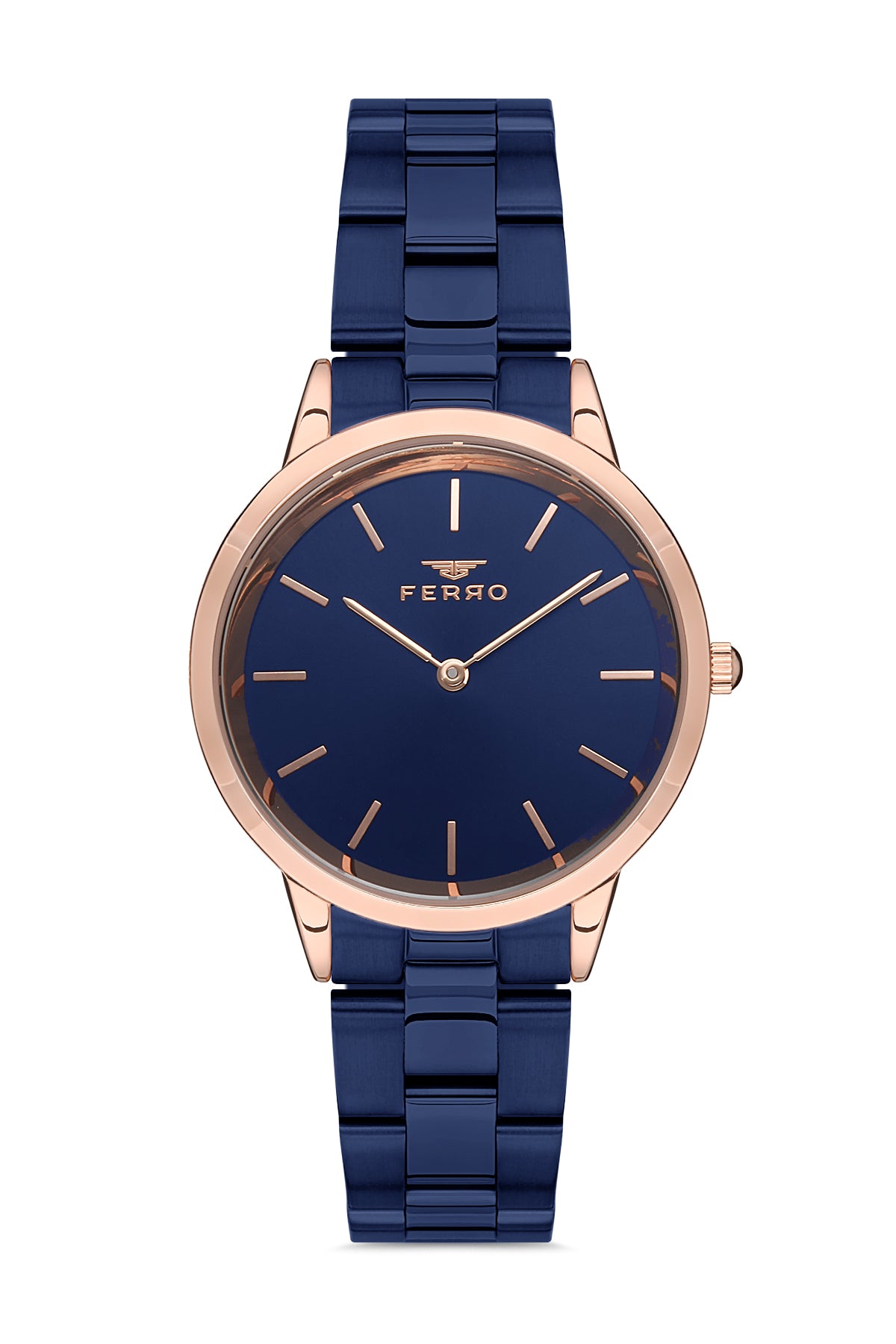 Ferro Analog Blue Round Dial Women's Watch - F21124A-T