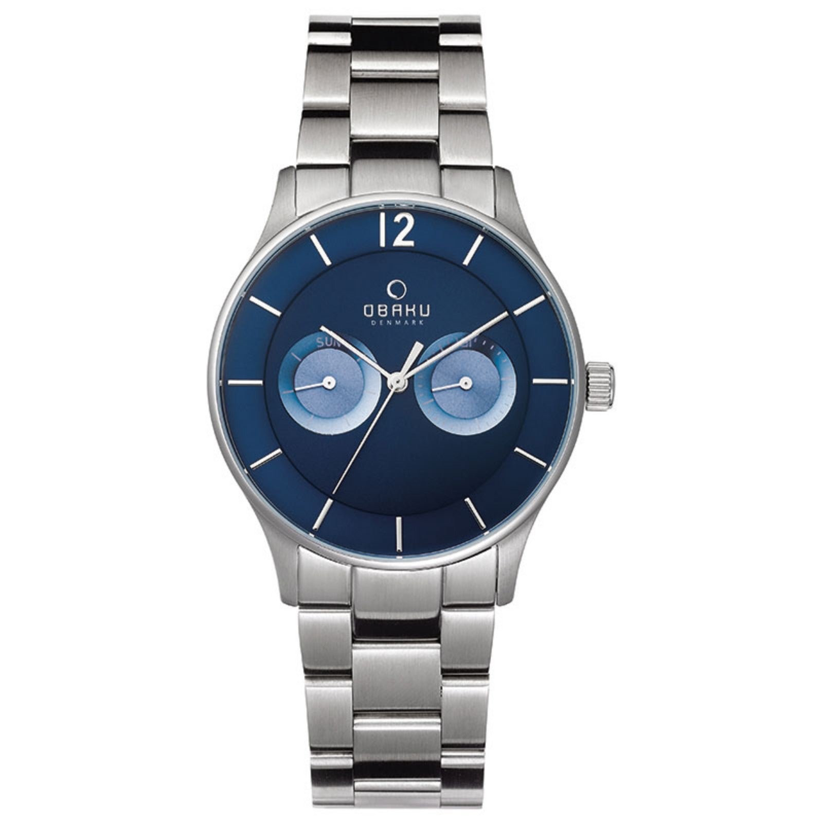 Obaku Luft Denim Multifunction Blue Round Dial Men's Watch - V192GMCLSC