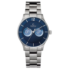 Obaku Luft Denim Multifunction Blue Round Dial Men's Watch - V192GMCLSC