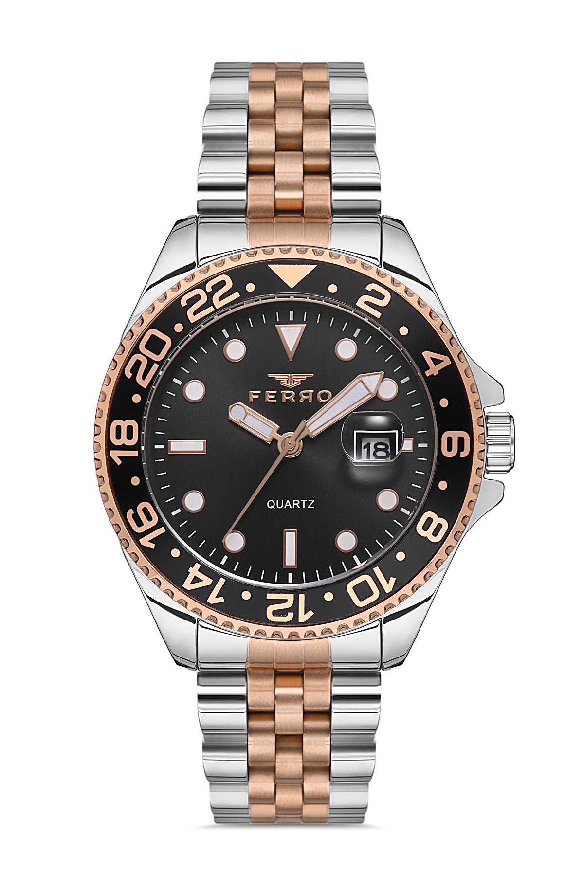Ferro Analog Black Round Dial Men's Watch - F11196A-E2