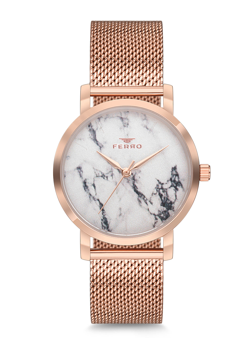 Ferro Analog White Round Dial Women's Watch - F2792C-C