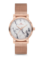 Ferro Analog White Round Dial Women's Watch - F2792C-C