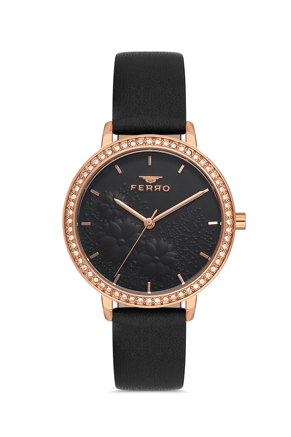 Ferro Verdicchio Analog Black Round Dial Women's Watch - FL21242B-R