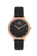 Ferro Verdicchio Analog Black Round Dial Women's Watch - FL21242B-R