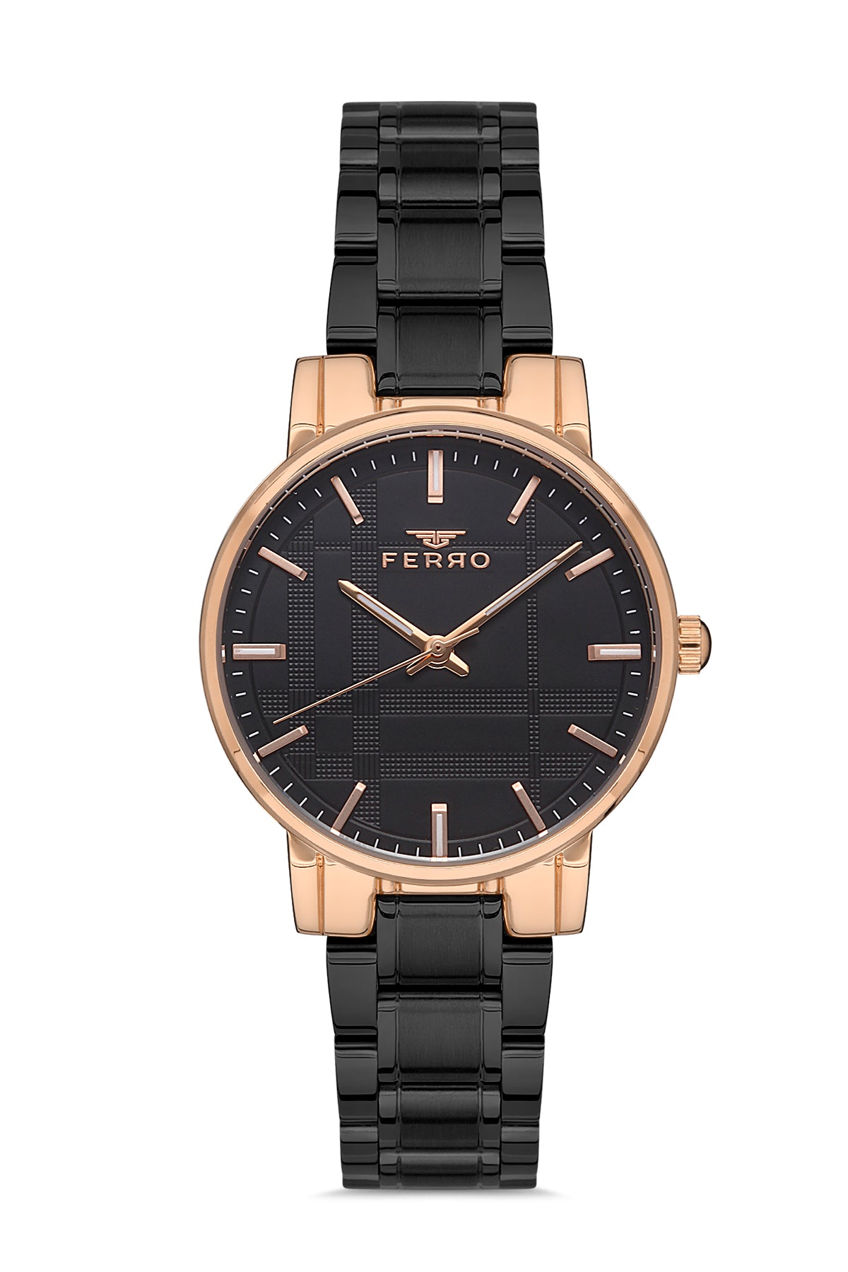 Ferro Analog Black Round Dial Women's Watch - F21184A-R
