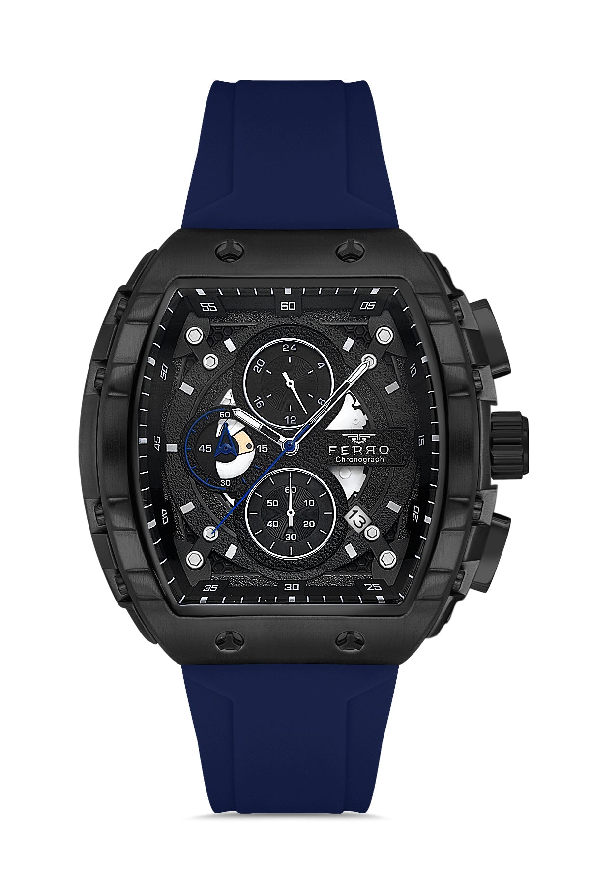 Ferro Litorale Chronograph BlueTonneau Dial Men's Watch - FM11346D-ZA4