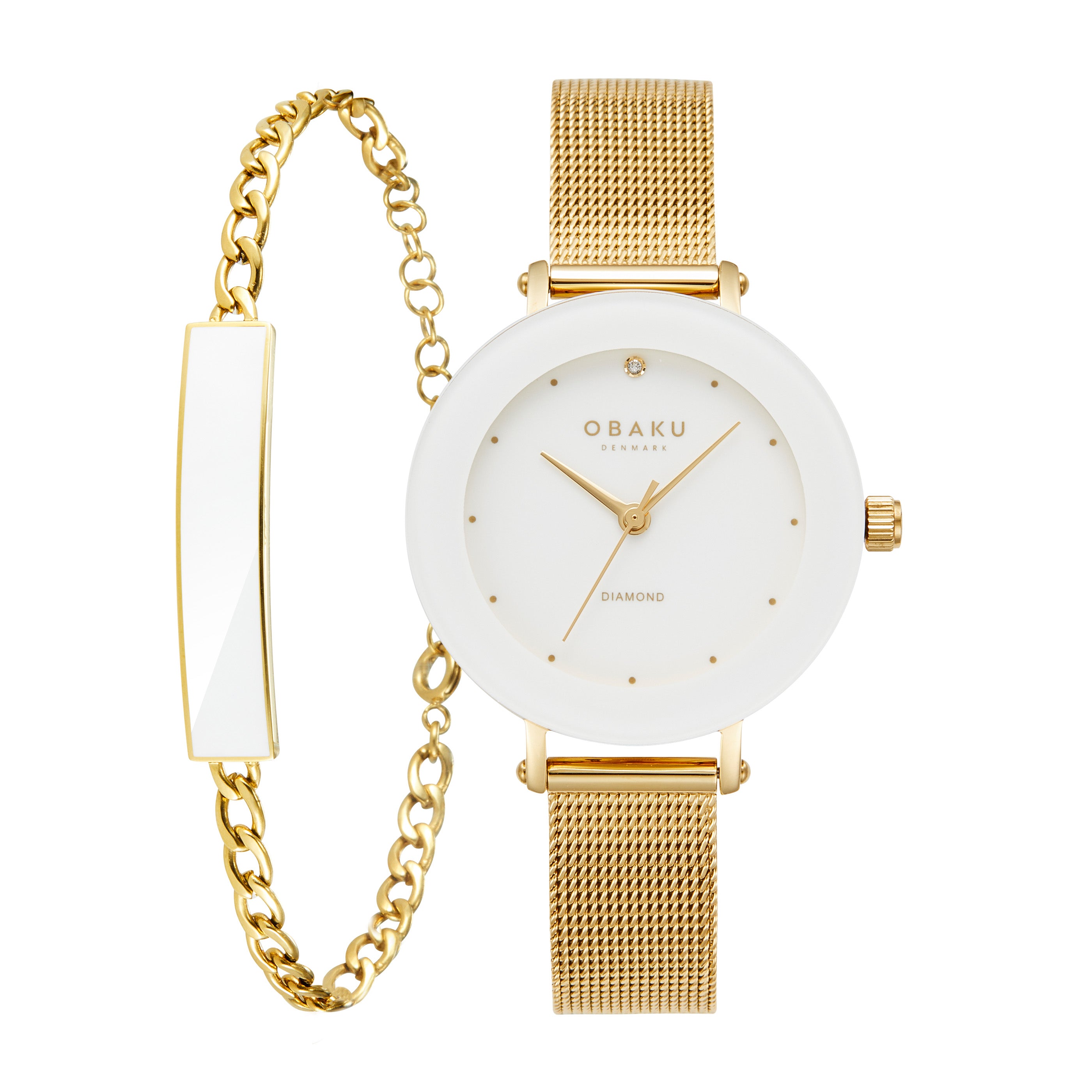 Obaku LILJE GOLD Analog White Round Dial Women's Watch - V299LXGWMG-EJBGW