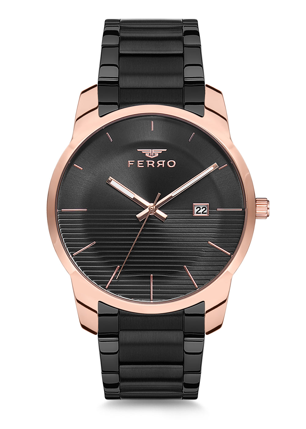 Ferro Analog Black Round Dial Men's Watch - F81883A-898-R