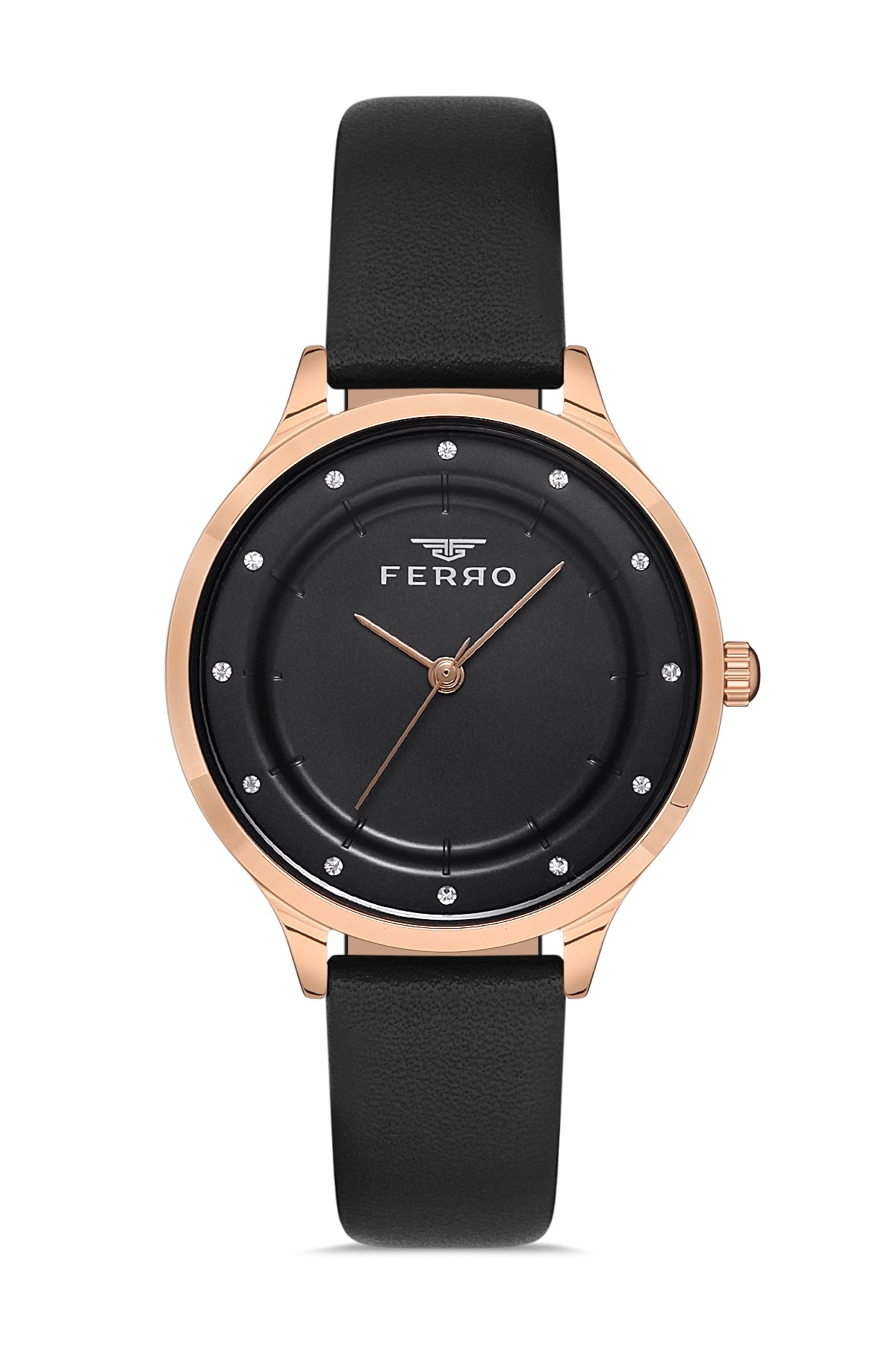 Ferro Analog Black Round Dial Women's Watch - F21191B-R