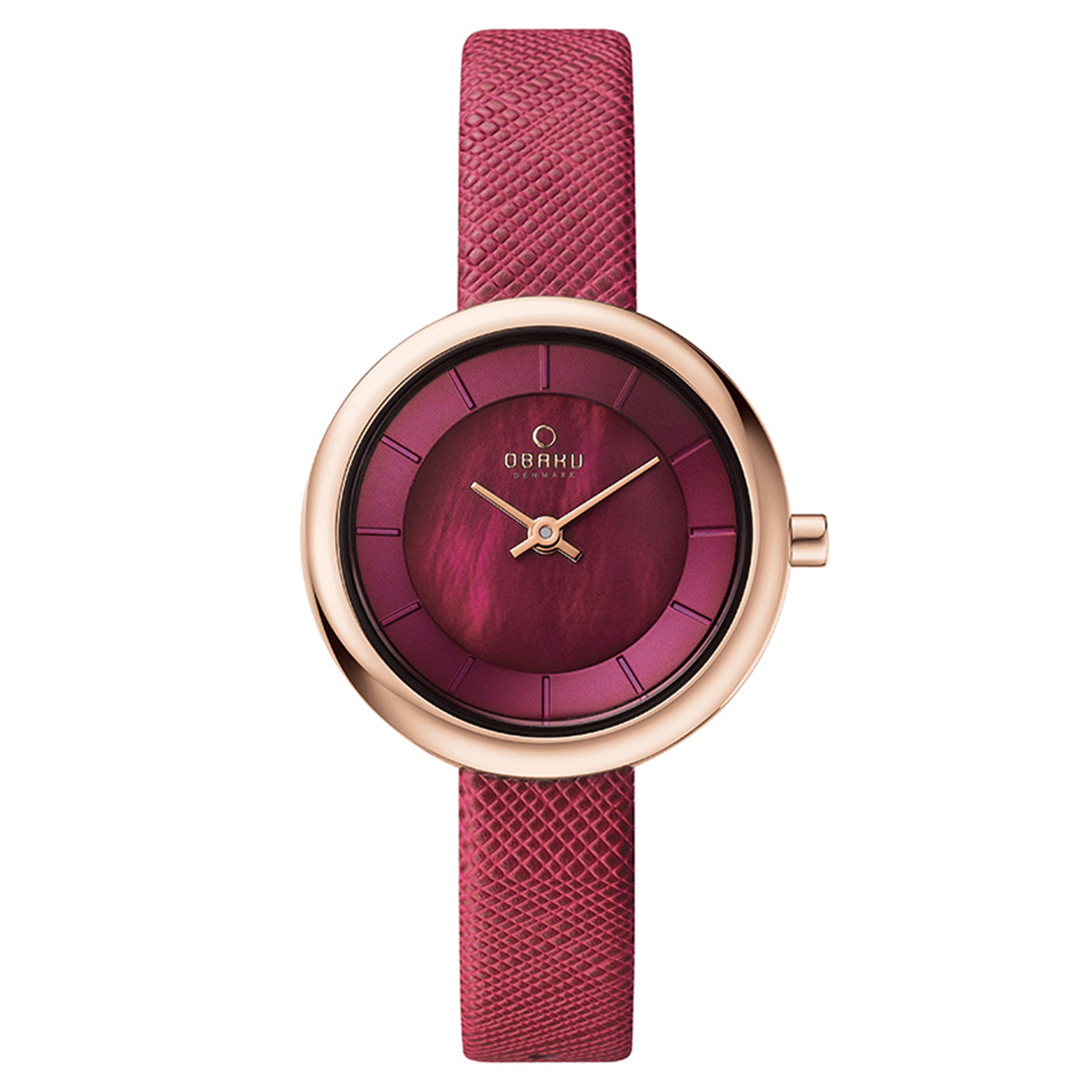Obaku Stille Cherry Analog Purple MOP Round Dial Women's Watch - V146LXVQRD