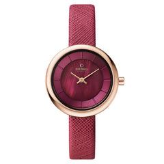 Obaku Stille Cherry Analog Purple MOP Round Dial Women's Watch - V146LXVQRD