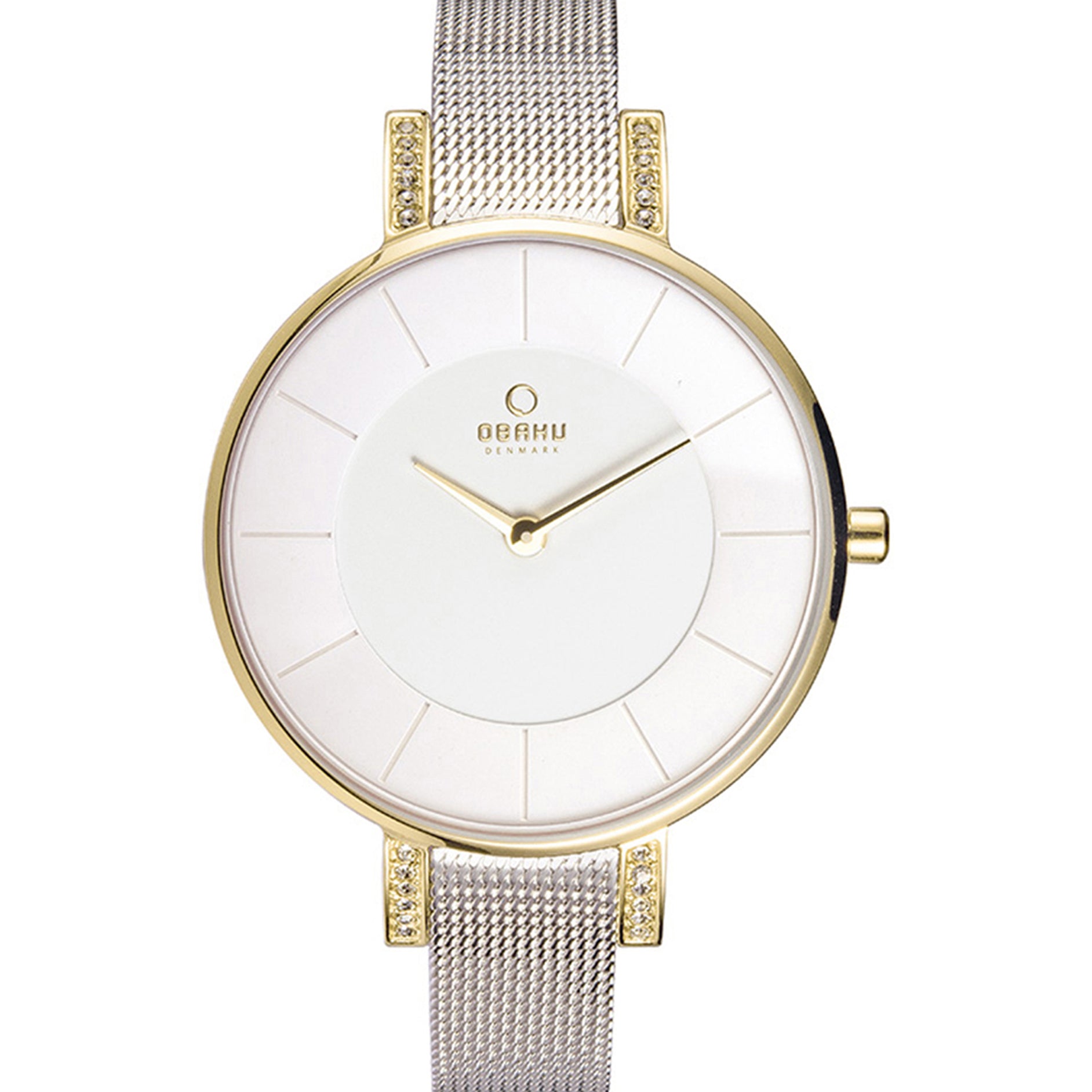 Obaku Lun Gold-Bi Analog Silver Round Dial Women's Watch - V158LEGIMC