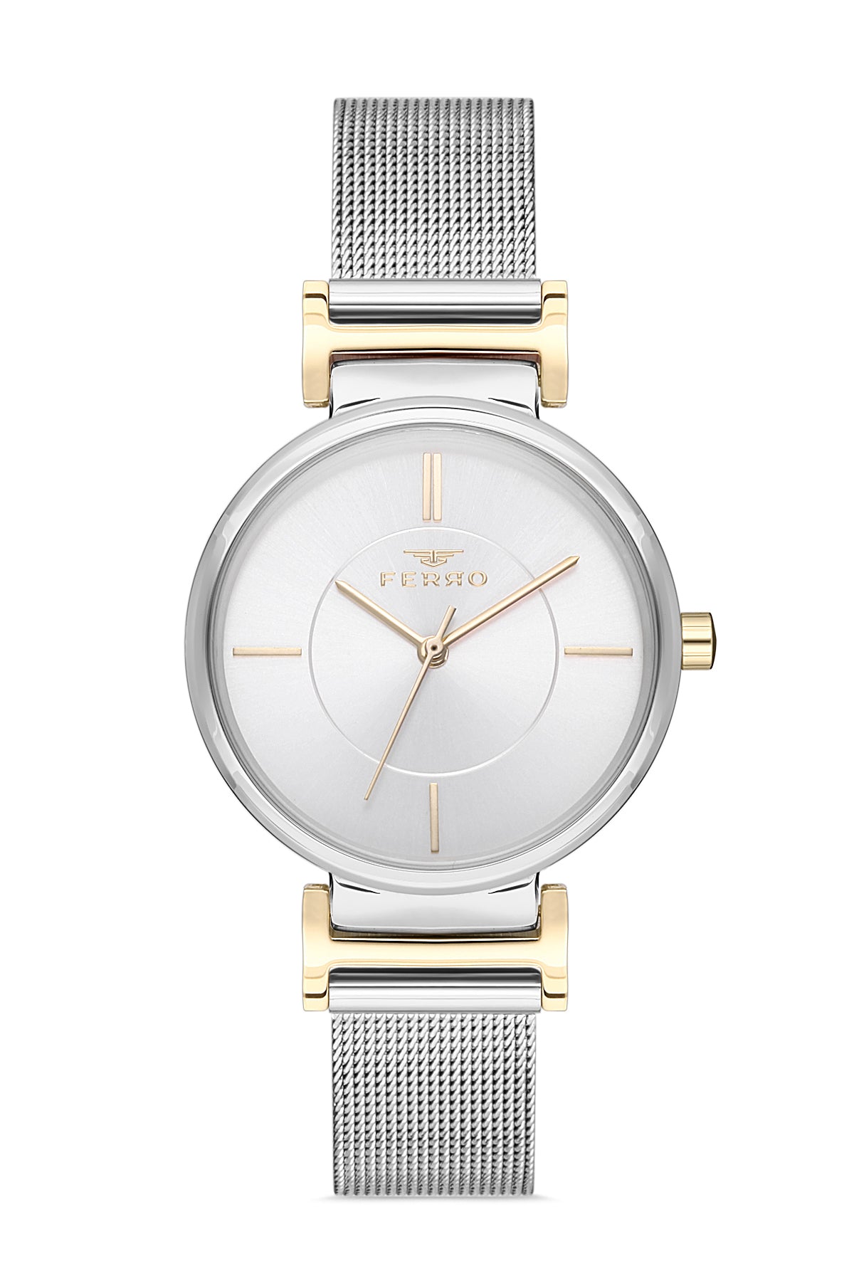 Ferro Analog Silver Round Dial Women's Watch - F40084C-D