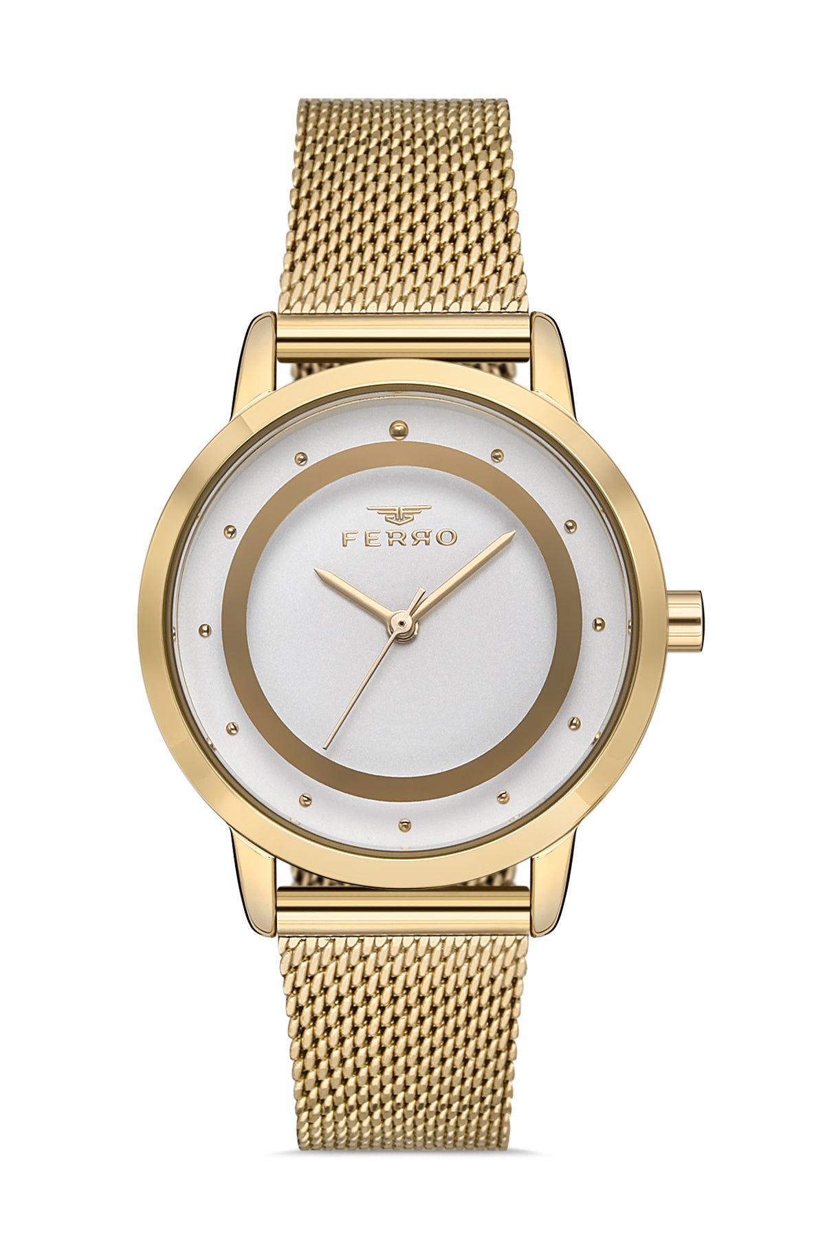 Ferro Analog Silver Round Dial Women's Watch - F40090C-B