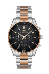 Ferro Multifunction Black Round Dial Men's Watch - FM11920A-E