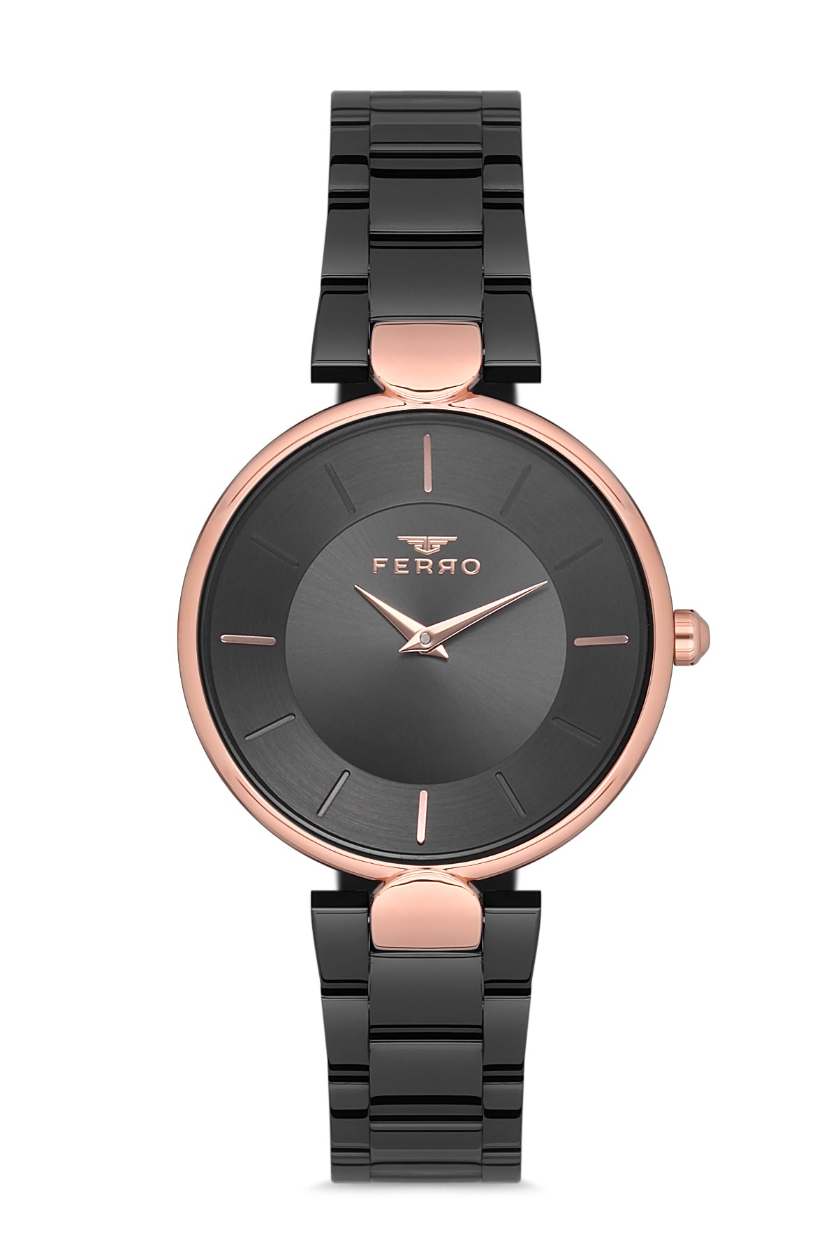 Ferro Analog Black Round Dial Women's Watch - F21129A-Q