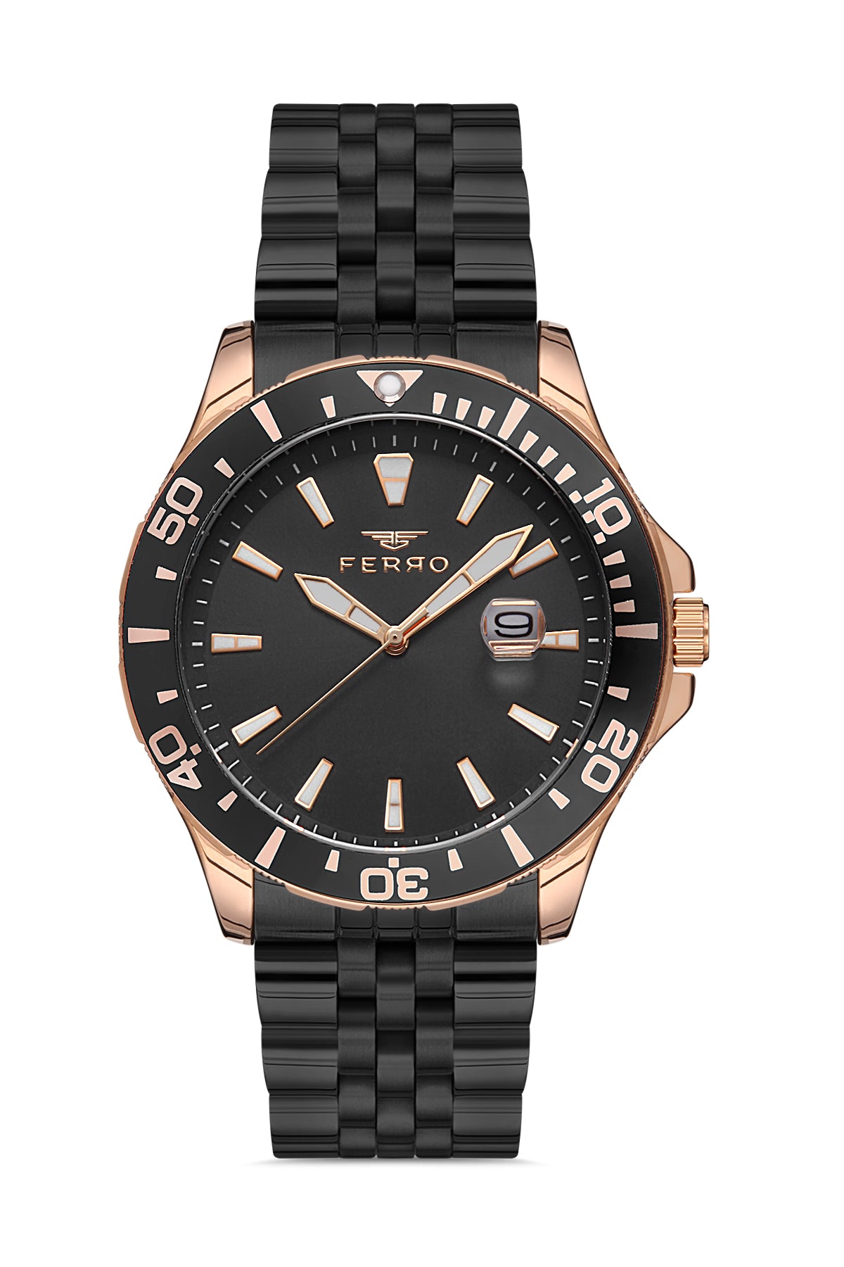 Ferro Analog Black Round Dial Men's Watch - F11922A-R
