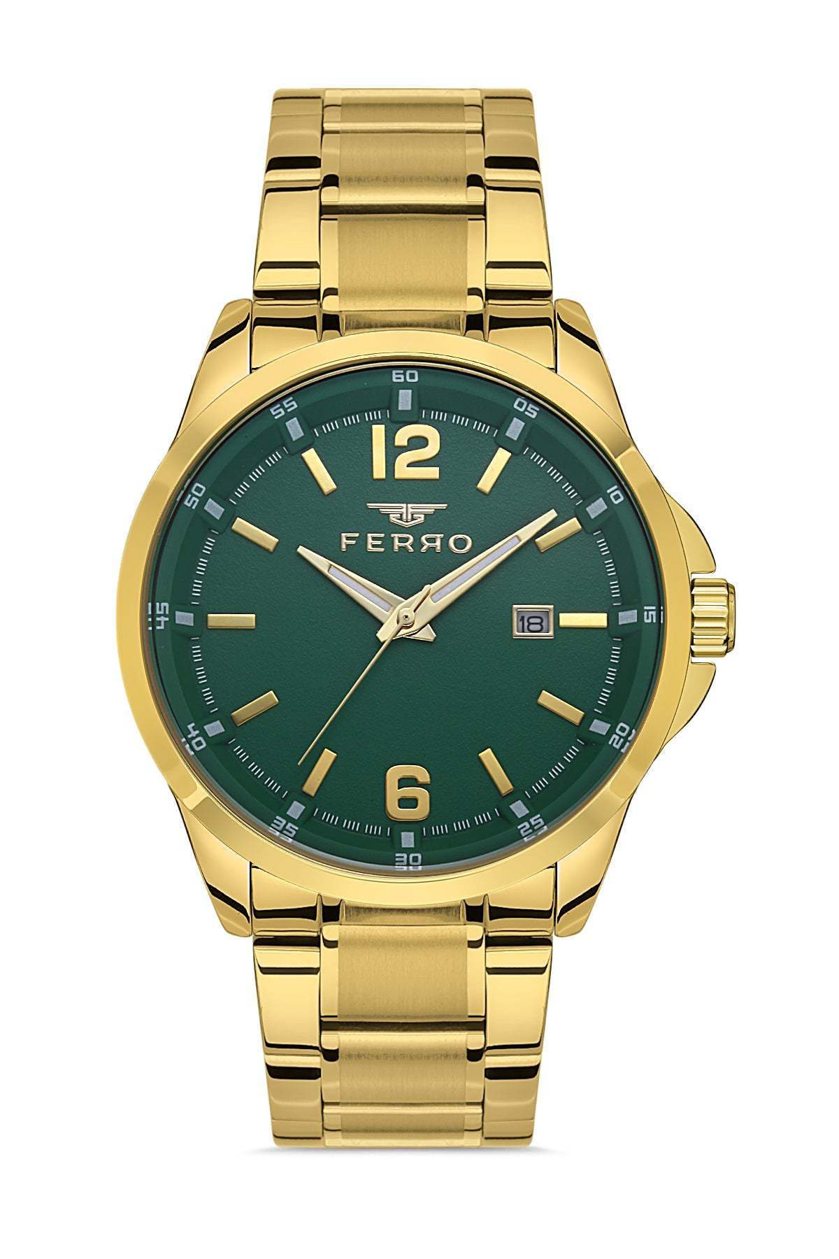 Ferro Cortese Analog Green Round Dial Men's Watch - F11313A-B6