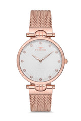 Ferro Analog Silver Round Dial Women's Watch - F21149C-C