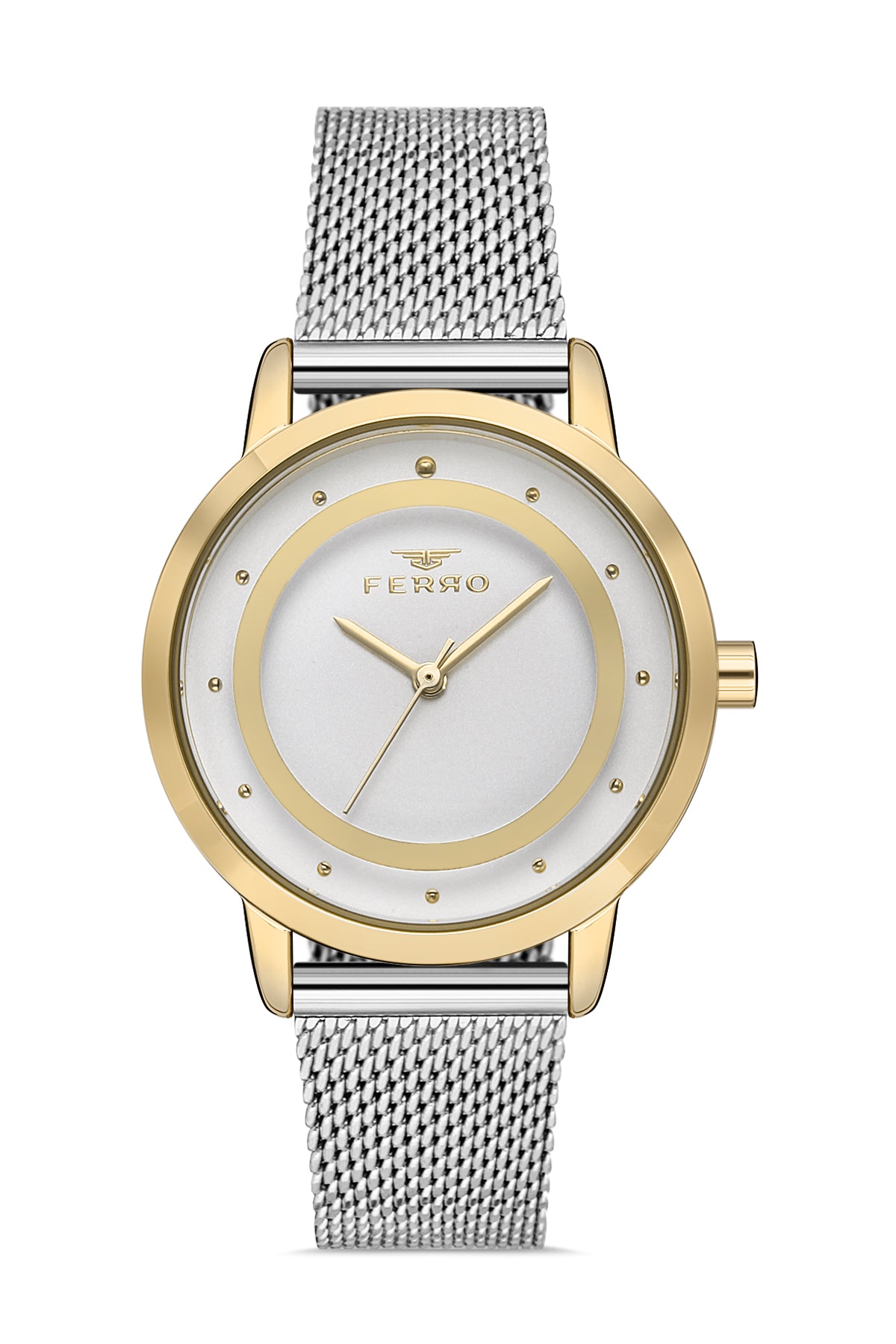 Ferro Analog Silver Round Dial Women's Watch - F40090C-D