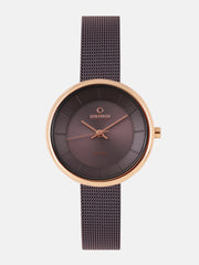 Obaku Lys Walnut Solar Analog Brown Round Dial Women's Watch - V206LRVNMN
