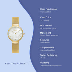 Obaku Vikke Gold Analog White MOP Round Dial Women's Watch - V241LXGWMG