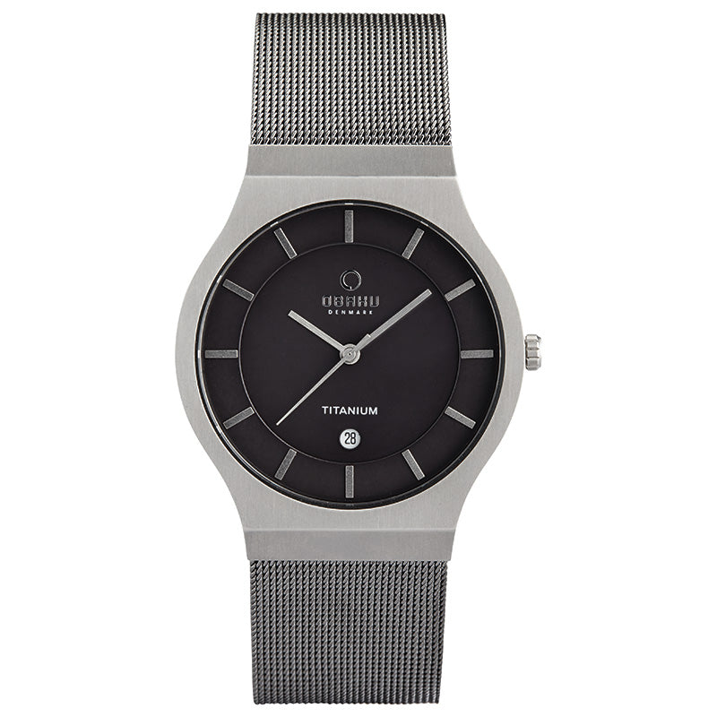 Obaku Fred Titanium Analog Grey Round Dial Men's Watch - V123GDTJMJ