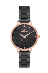 Ferro Analog Black Round Dial Women's Watch - F21076A-116-R