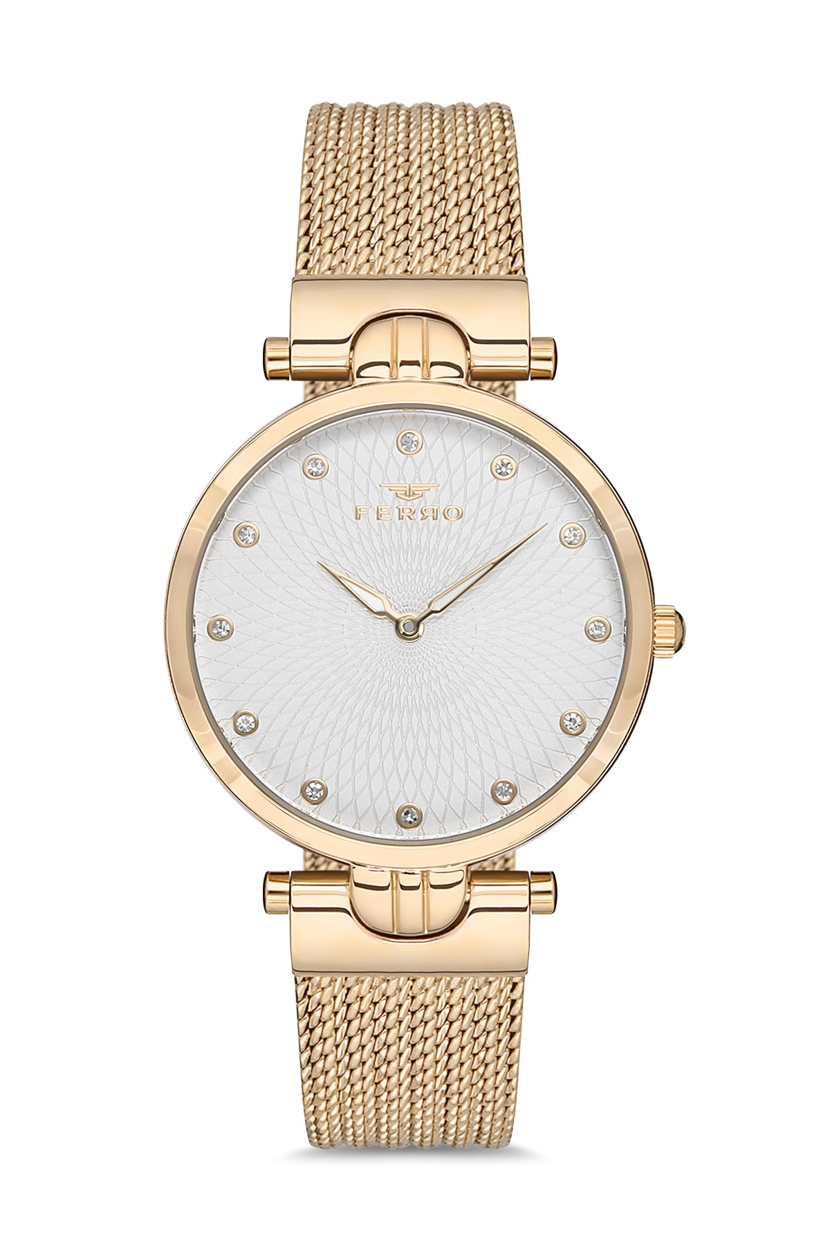 Ferro Analog Silver Round Dial Women's Watch - F21149C-B