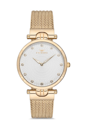 Ferro Analog Silver Round Dial Women's Watch - F21149C-B