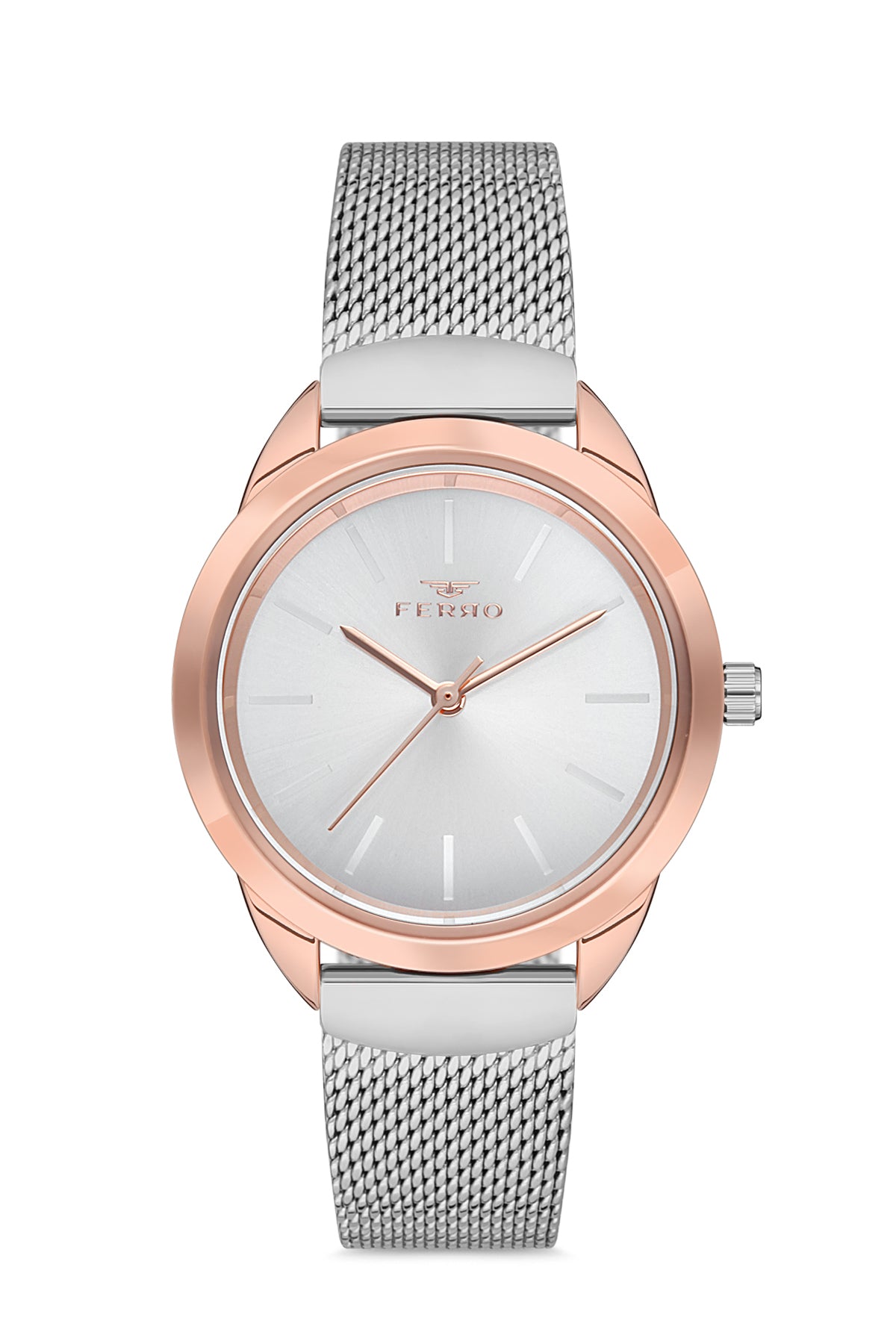 Ferro Analog Silver Round Dial Women's Watch - F21073C-E