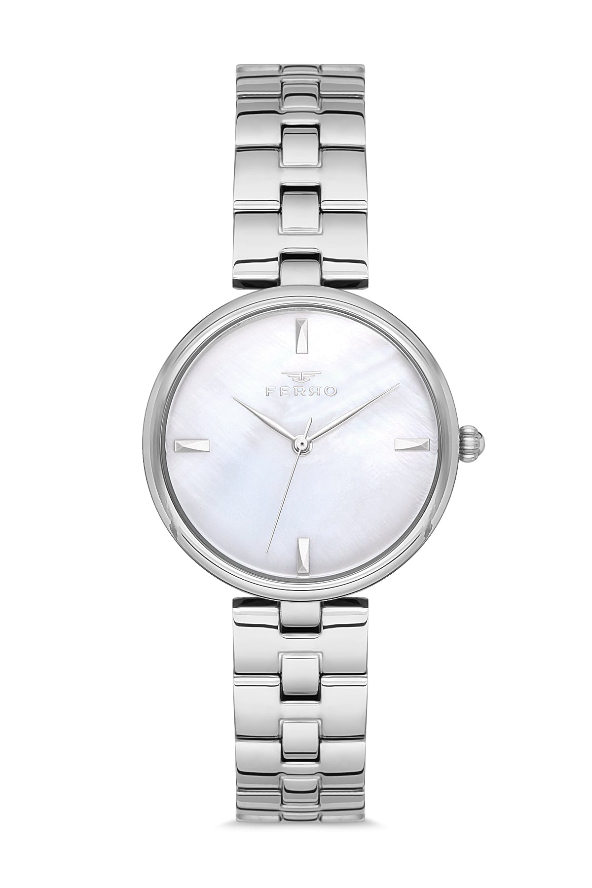 Ferro Analog Silver MOP Round Dial Women's Watch - F21100A-A
