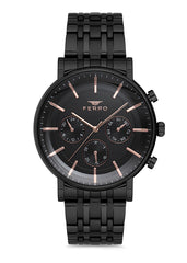 Ferro Multifunction Black Round Dial Men's Watch - FM1866A-G