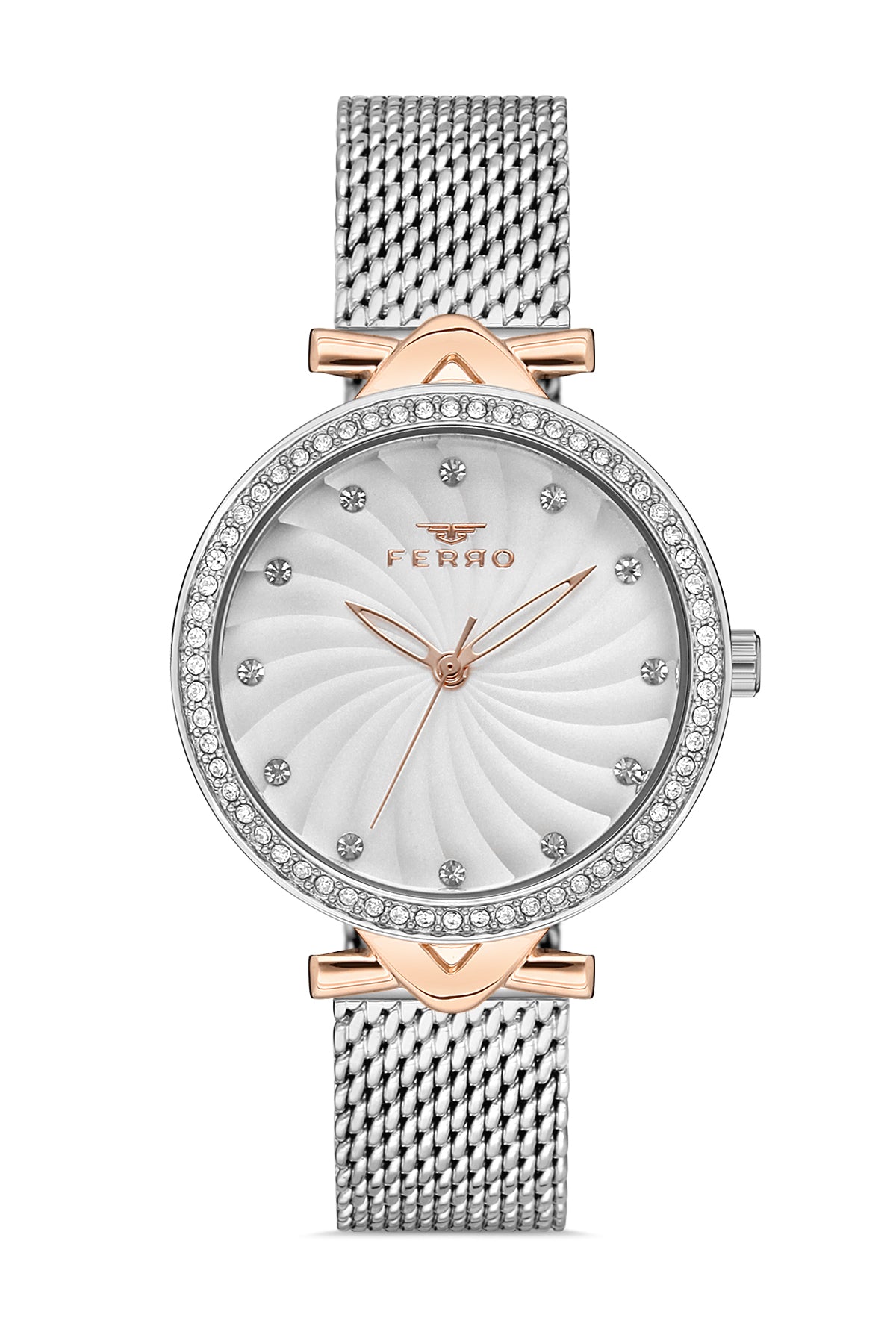 Ferro Analog Silver Round Dial Women's Watch - F2665C-E