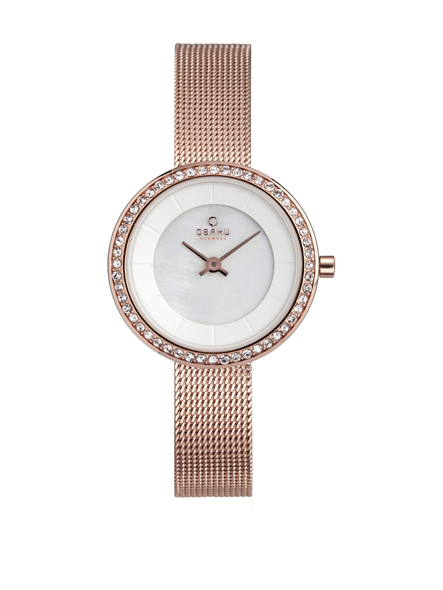 Obaku Stille Glimt Rose Analog White MOP Round Dial Women's Watch - V146LEVWMV