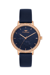 Ferro Verdicchio Analog Blue Round Dial Women's Watch - FL21242B-T