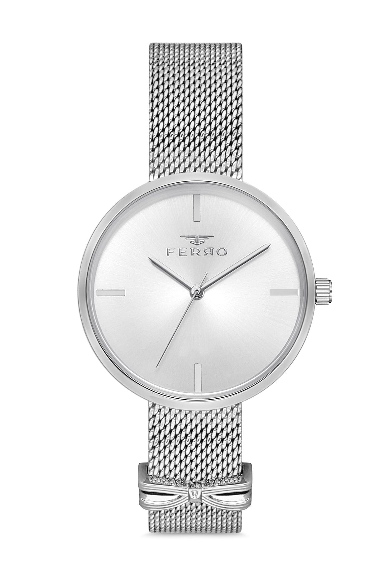 Ferro Analog Silver Round Dial Women's Watch - F21045C-979-A