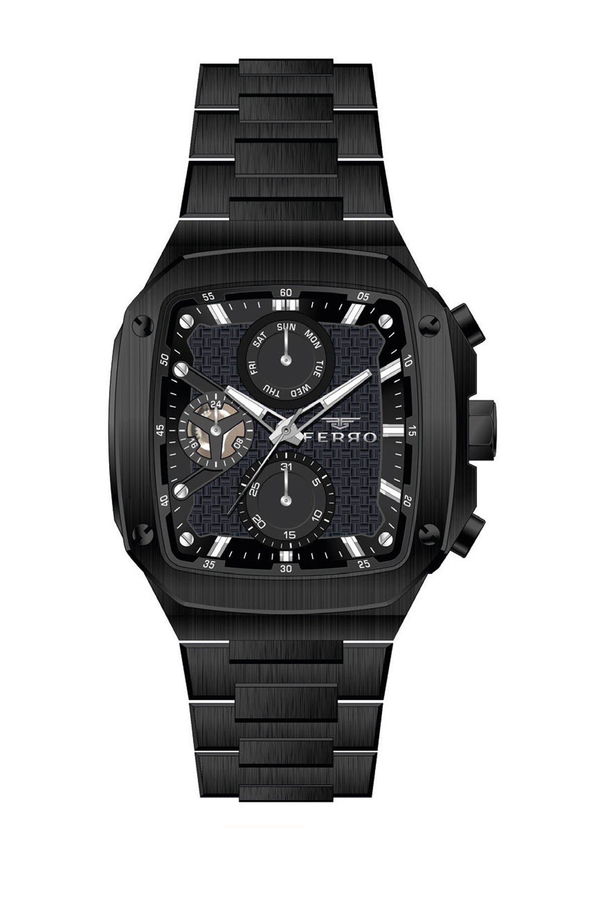Ferro Eterna Analog Black Rectangular Dial Men's Watch - FM11485A-G