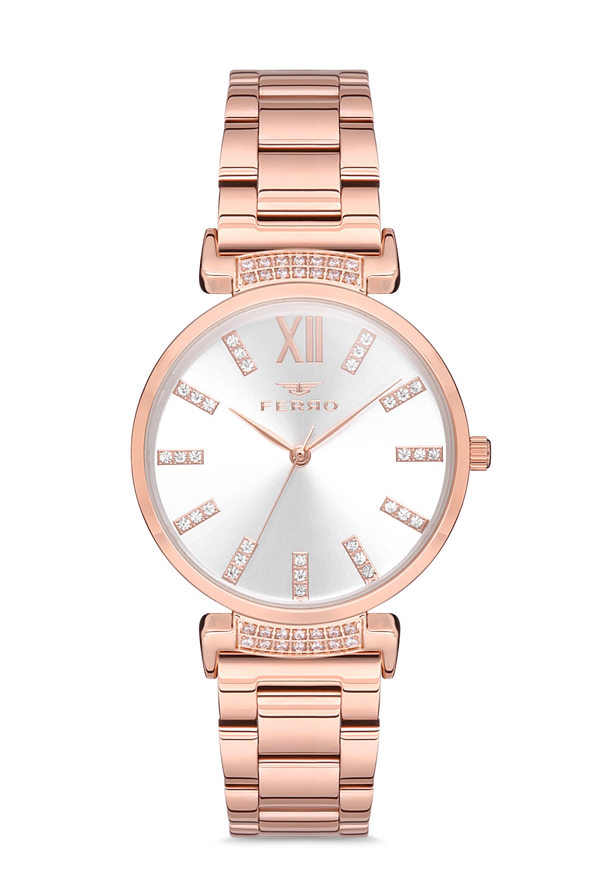 Ferro Analog Silver Round Dial Women's Watch - F21082A-C