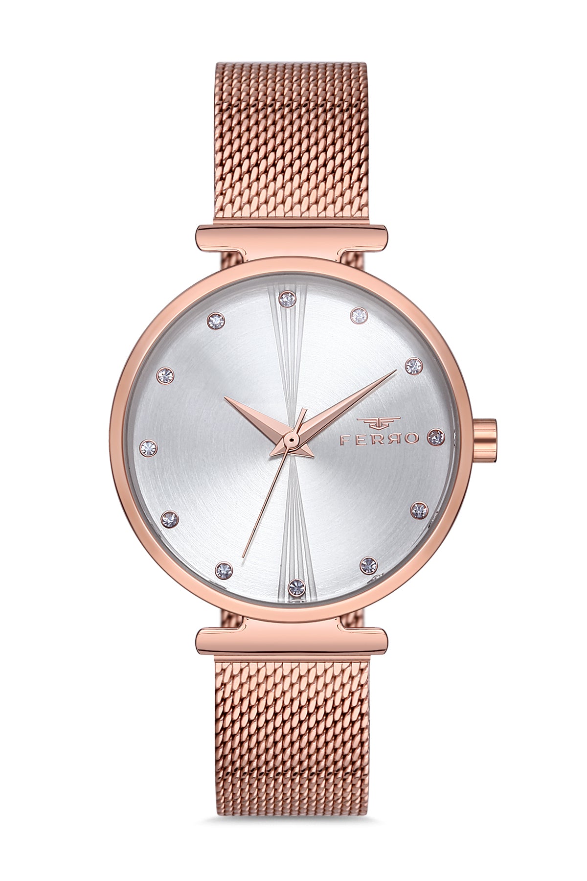 Ferro Analog Silver Round Dial Women's Watch - F2995C-1129-C